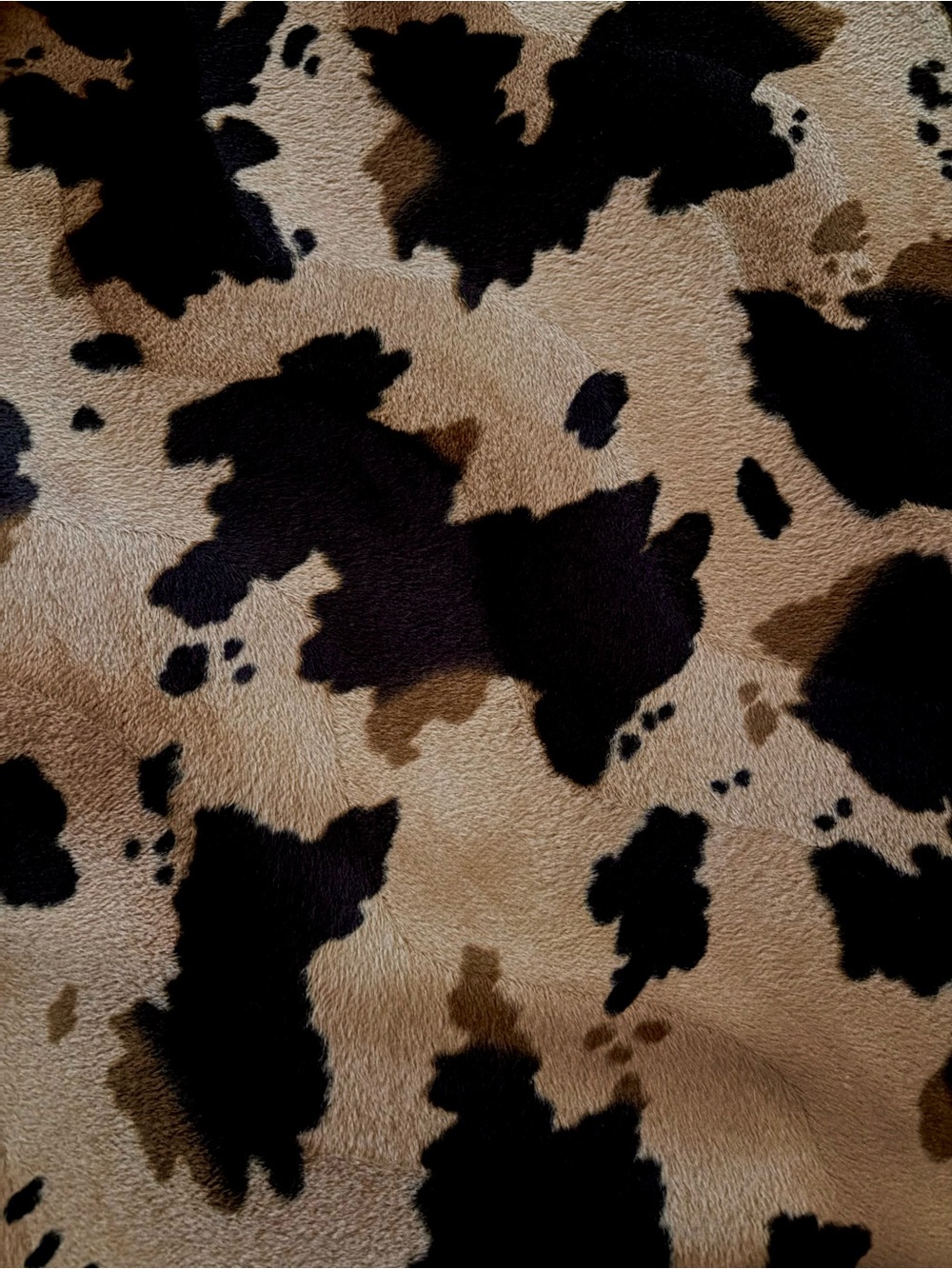 Plush Faux Cowhide Velboa Fabric by the yard - Brown & Black